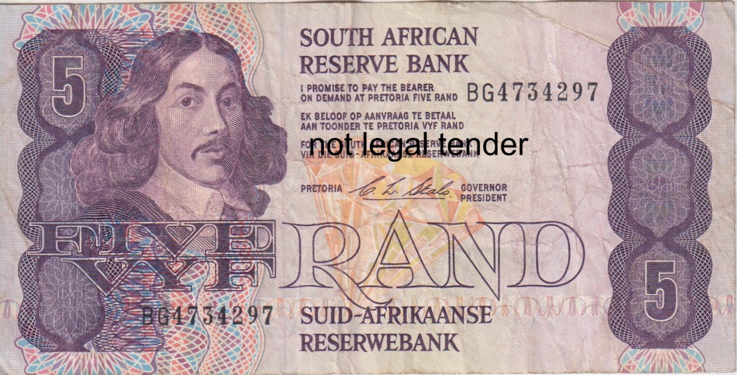 SOUTH AFRICA 5 Rand 1990 C.L.Stals #468 BG4734297 VF