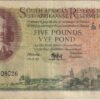 UNION OF SOUTH AFRICA 5 Pounds 1955 M.H.De Kock #195 C/38 808026 E/A VF