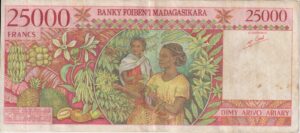Alternative view of MADAGASCAR  25,000 Francs/5000 Aviary 1998-2003 P82 VF
