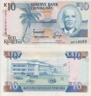 MALAWI 10 Kwacha 1992 P25 UNC