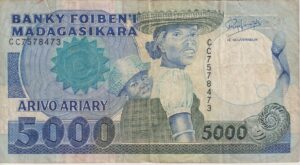 MADAGASCAR 5000 Francs/1000 Aviary 1989-94 P73B  F