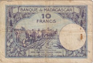 Alternative view of MADAGASCAR 10 Francs 1926-53 P36  F