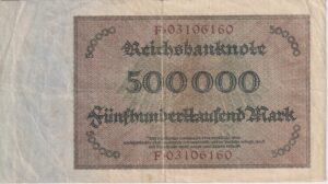 Alternative view of GERMANY 500,000 Mark (Reichsbanknote) 1923 P88 VF