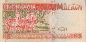 Alternative view of MALAWI 5 Kwacha 1995 P30 UNC