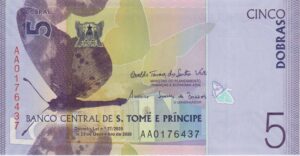 ST.THOMAS AND PRINCE 5 Dobras 2020 UNC - AA Serial no.