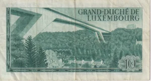 Alternative view of LUXEMBOURG 10 Francs 1967 P53 VF