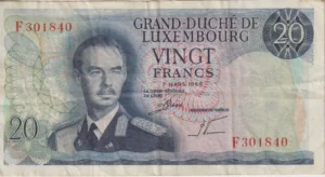LUXEMBOURG 20 Francs 1966 P54 VF