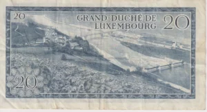 Alternative view of LUXEMBOURG 20 Francs 1966 P54 VF