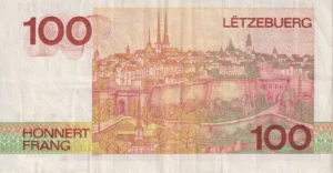 Alternative view of LUXEMBOURG 100 Francs 1980 P57 VF