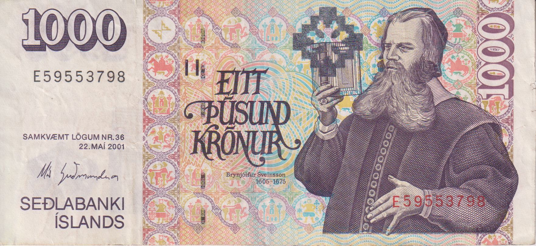ICELAND 1000 Krónur (Law of 2001) 2009 P59 VF
