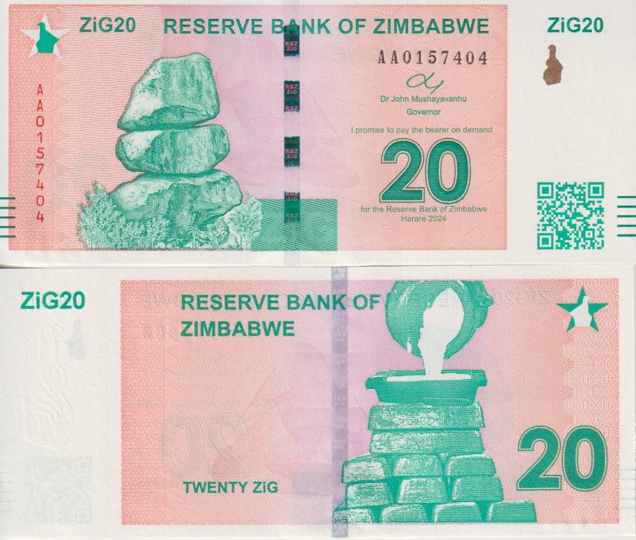 Zimbabwe 20 Zig 2024 P-111 UNC