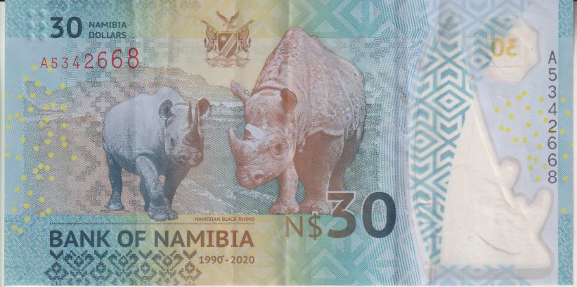 NAMIBIA 30 Dollars 30th Independence 2020 P18 VF Polymer – Henley ...
