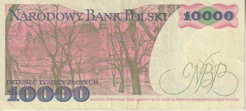 POLAND 10 000 Zlotys 1988 P151 VF - Image 2
