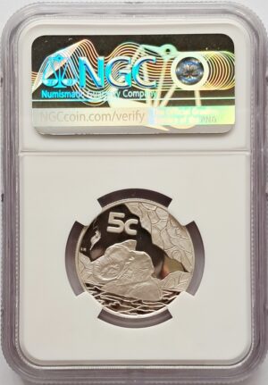Alternative view of SOUTH AFRICA - 2002 Silver Proof 5c BIG 5 - ELEPHANT - NGC GRADED PF69 ULTRA CAMEO