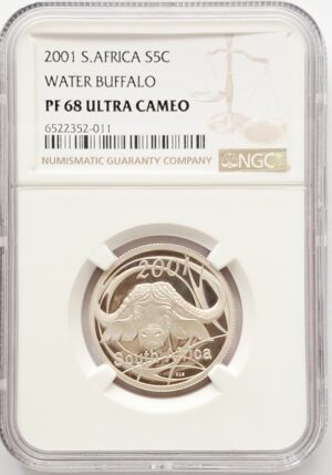 SOUTH AFRICA - 2001 Silver Proof 5c BIG 5 - BUFFALO - NGC GRADED PF69 ULTRA CAMEO
