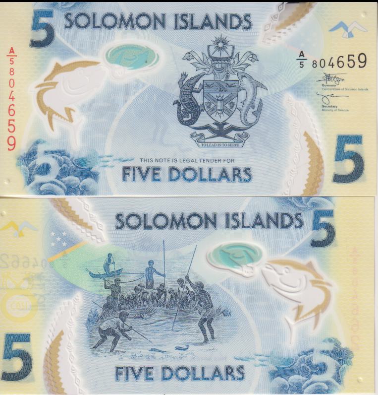 Solomon Islands 5 Dollars 2019 ND P-38a.2 UNC, Polymer