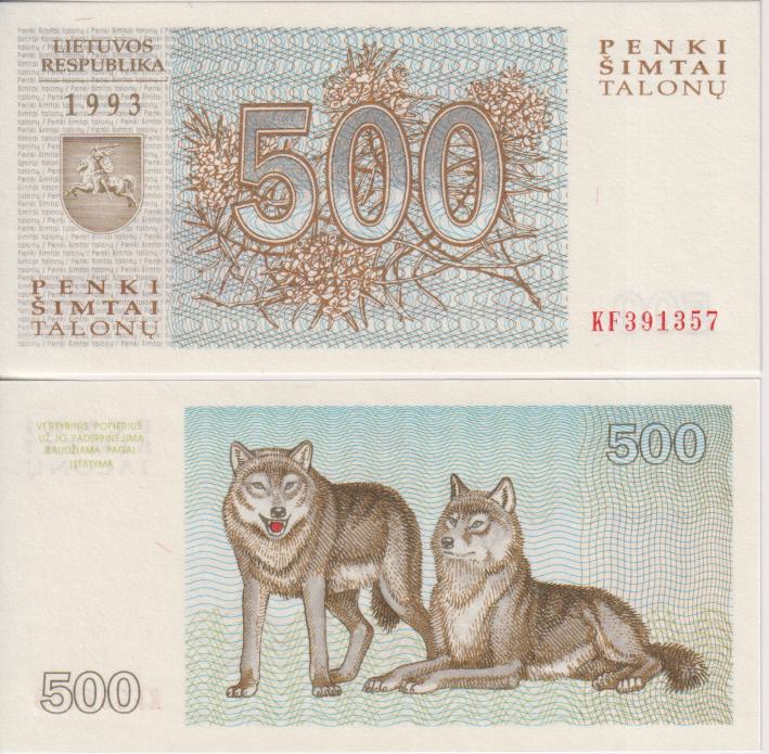 Lithuania 500 Talonu 1993 P-46 UNC