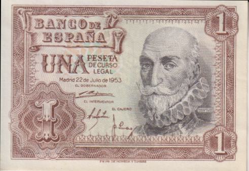 SPAIN 1 Peseta 1953 P144 XF