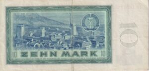 Alternative view of EAST GERMANY (DDR) 10 Mark 1964 P23 VF
