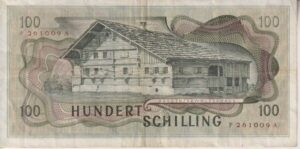 Alternative view of AUSTRIA 100 Schilling 1969 P146, Angelika Kauffmann VF