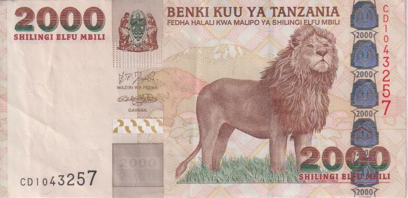 TANZANIA 2000 shillings 2003 P37a VF