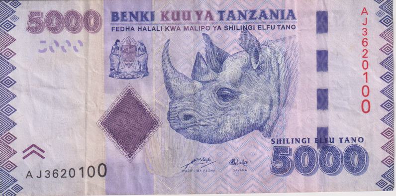 TANZANIA 5000 shillings 2010 P43a VF