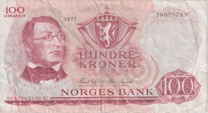 NORWAY 100 Kronor 1977 P38h VG