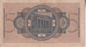 Alternative view of GERMANY - Reichsbanknote - 5 Reichsmark 1940-45  P#R138  F (World War 2)