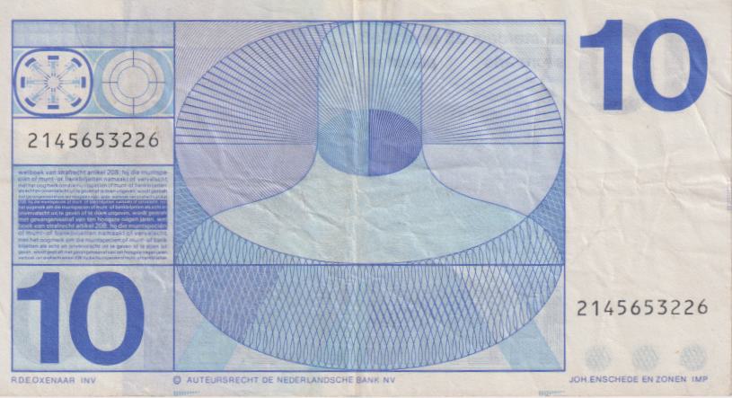NETHERLANDS 10 Gulden - 1968 P91 VF - Image 2