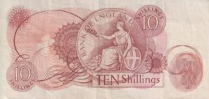 Alternative view of Bank of England Great Britain 10 SHILLINGS 1966-1970 'Fforde` P373b VF