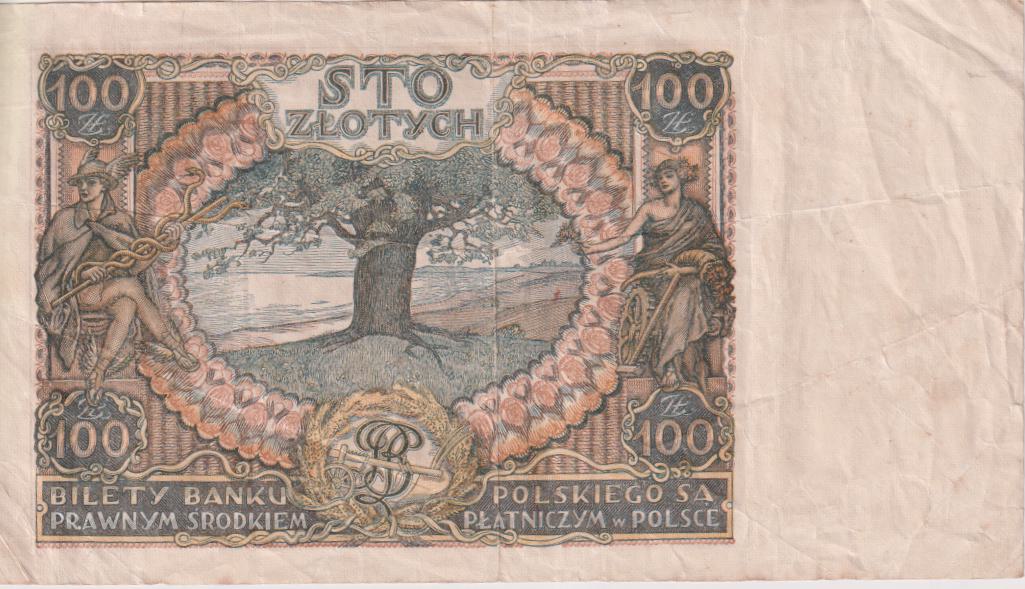 POLAND 100 ZLOTYCH 1934 P75 VF - Image 2