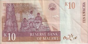 Alternative view of MALAWI 10 Kwacha 1997 P37 VF