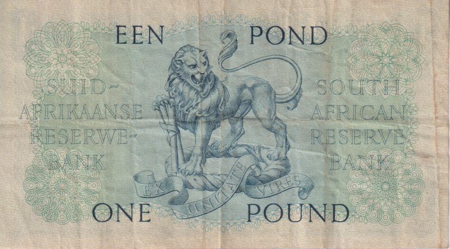 UNION OF SOUTH AFRICA 1 Pound 1951 M.H.De Kock #124 B96 835009 A/E VF - Image 2