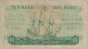 Alternative view of SOUTH AFRICA 10 Rand 1961 M.H.De Kock #495 C/13 124808 E/A  VF