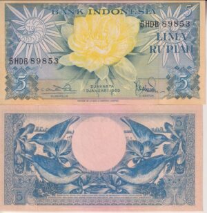 Indonesia 5 Rupiah 1959 P 65 UNC