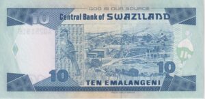 Alternative view of Swaziland 10 Emalangeni 2001 P-A44 UNC