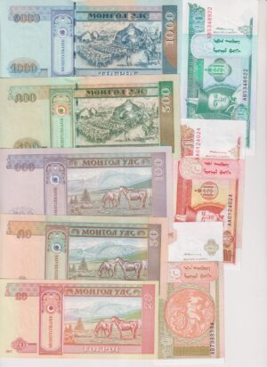 Alternative view of Mongolia 1-1,000 Tugrik 8 Pieces Set, 1993-2020, P-52-75, UNC