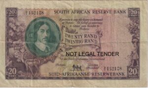 SOUTH AFRICA 20 Rand 1961 M.H.De Kock #661 D/1 152108 E/A F
