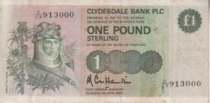 SCOTLAND £1 One Pound 1985 Clydesdale Bank P211  VF