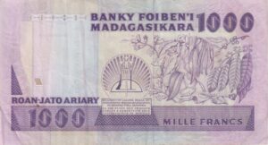 Alternative view of MADAGASCAR 1000 Francs / 200 Ariary 1988-94 P72 VF