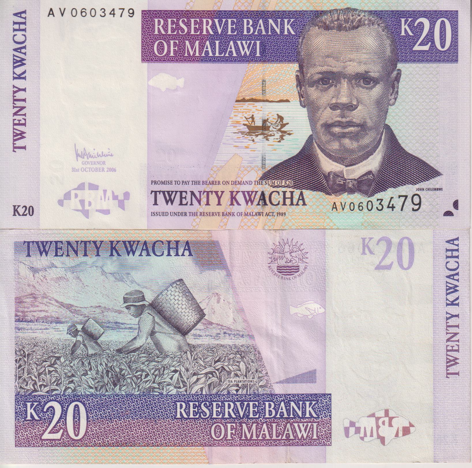MALAWI 20 Kwacha 2006 P-52 UNC