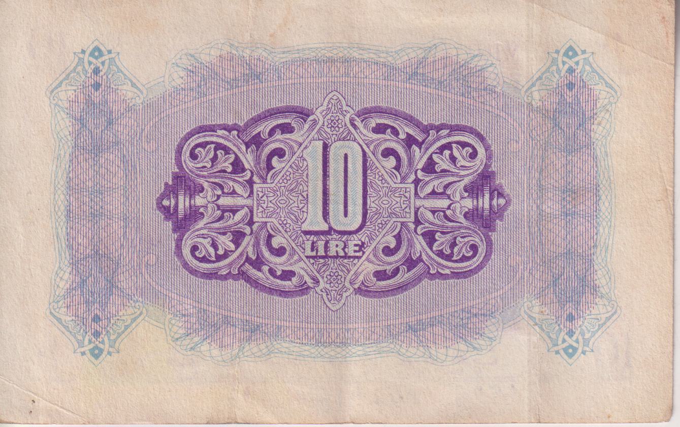 Tripolitania Libya British Military Authority 10 Lire 1943 PM4-a VF - Image 2