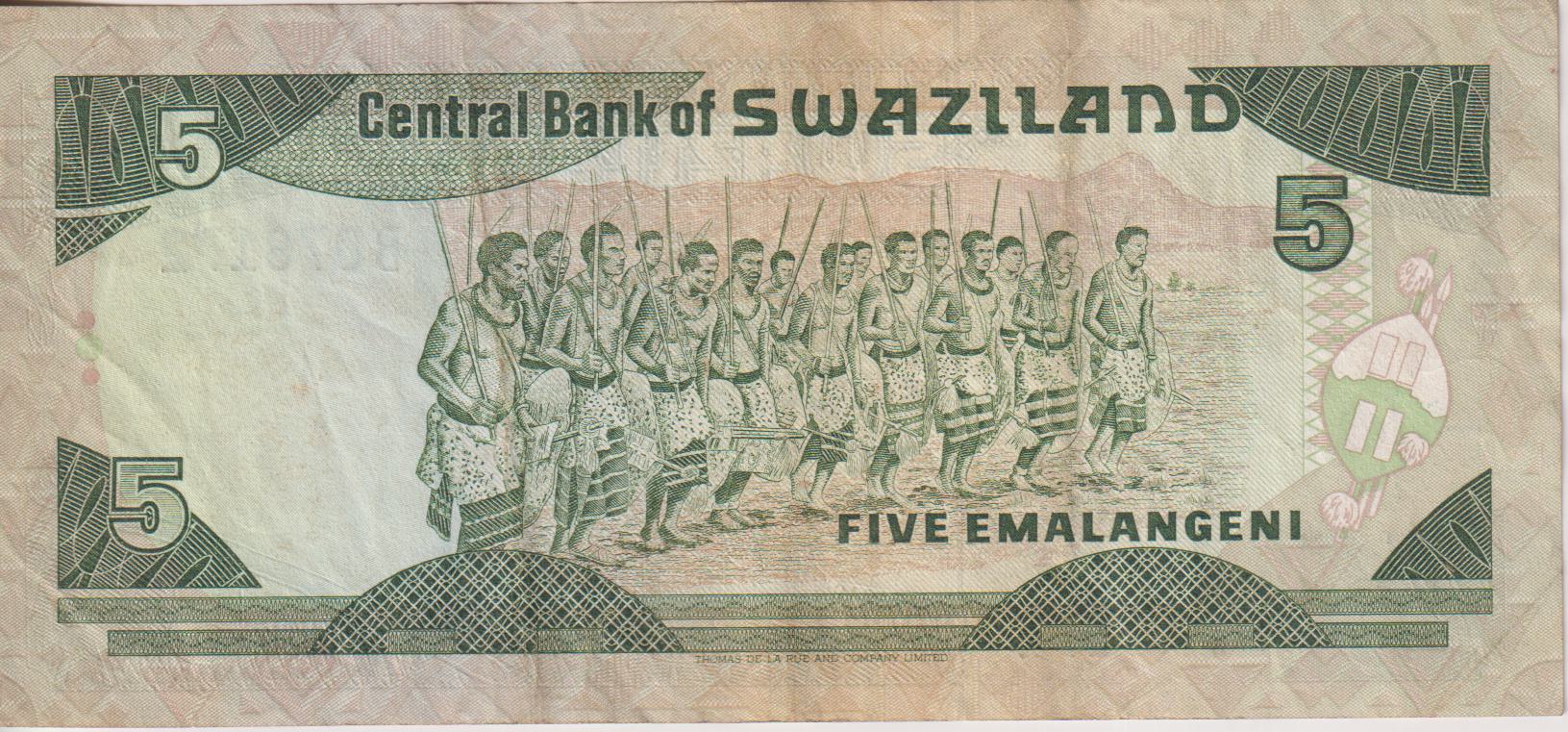 SWAZILAND 5 Emalangeni 1987 P14 VF - Image 2