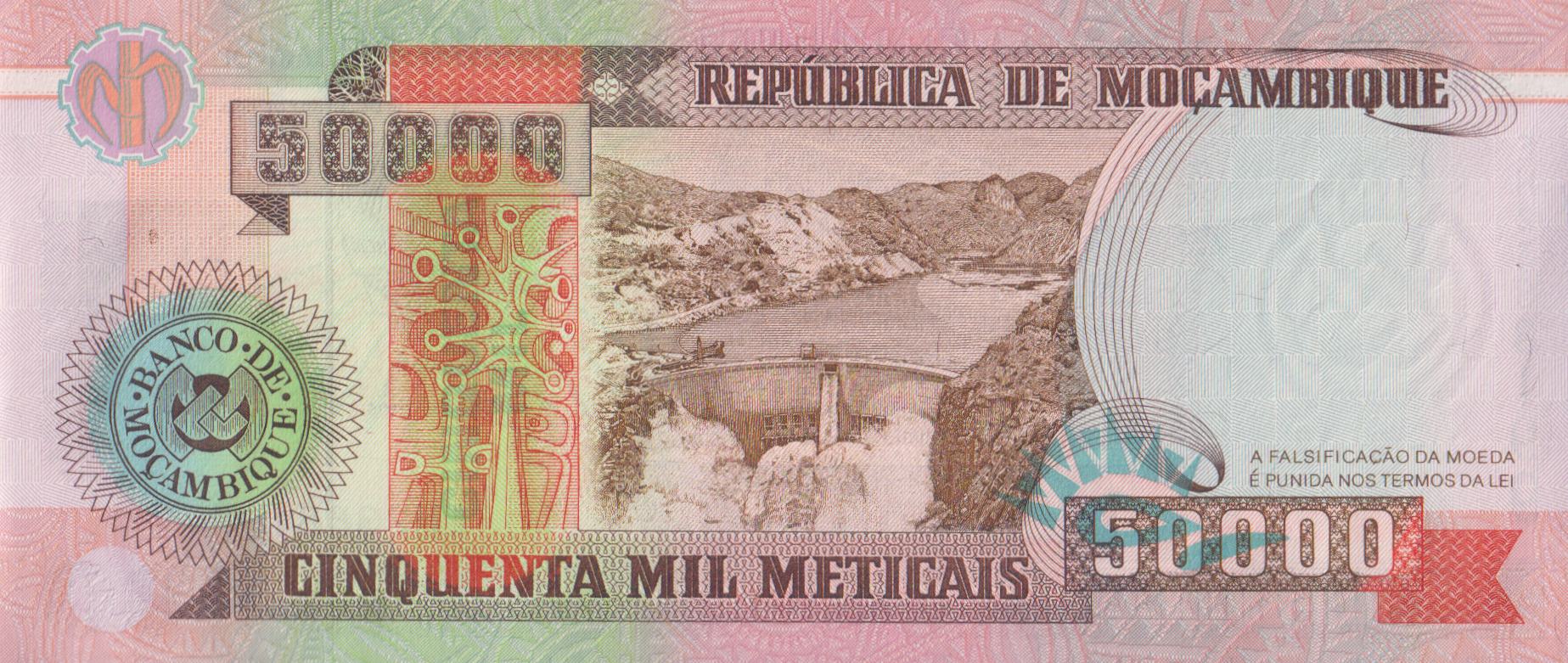 Mozambique 50000 Meticais 1993 P 138 a-UNC - Image 2
