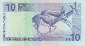 Alternative view of NAMIBIA 10 Dollars 1993 P1 UNC