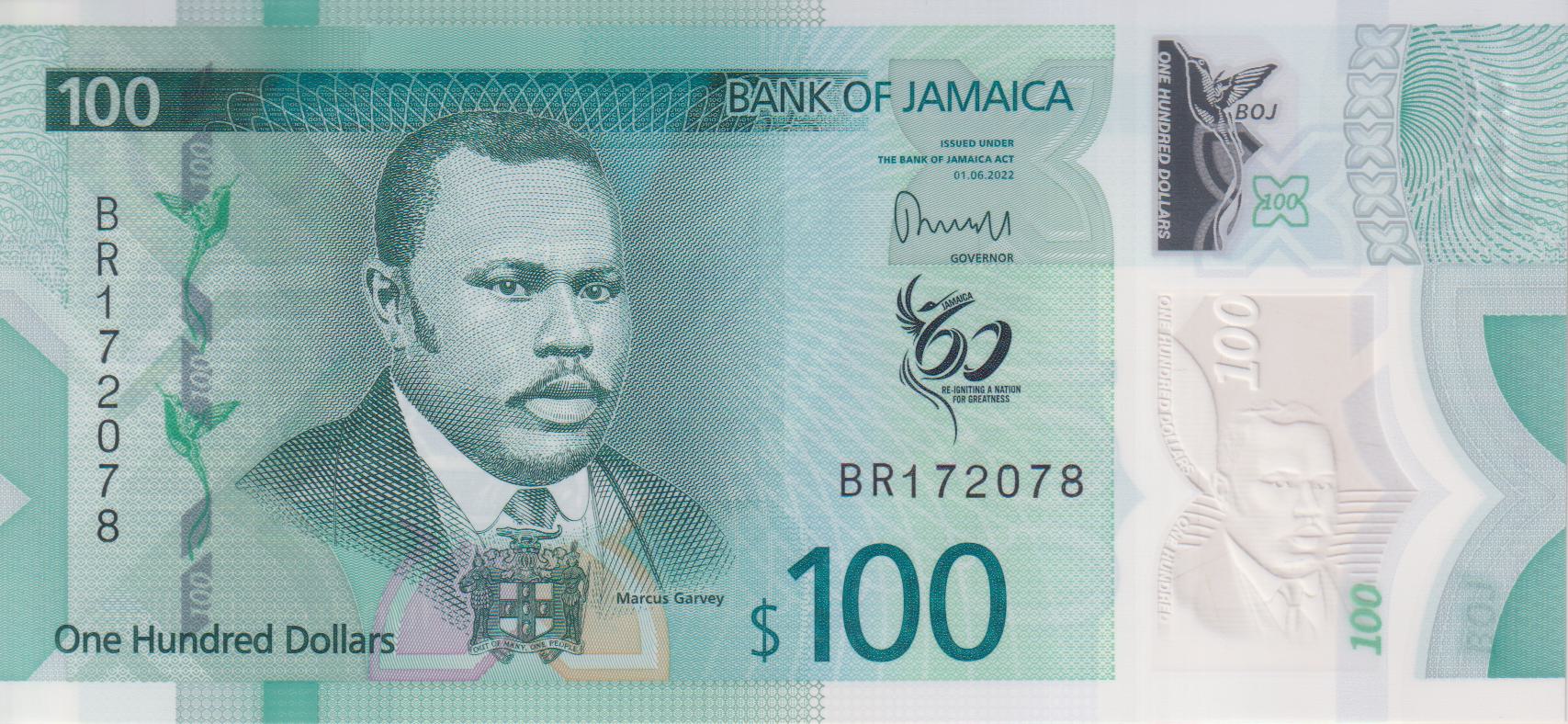 Jamaica 100 Dollars 2022 P97 UNC - INDEPENDENCE ISSUE