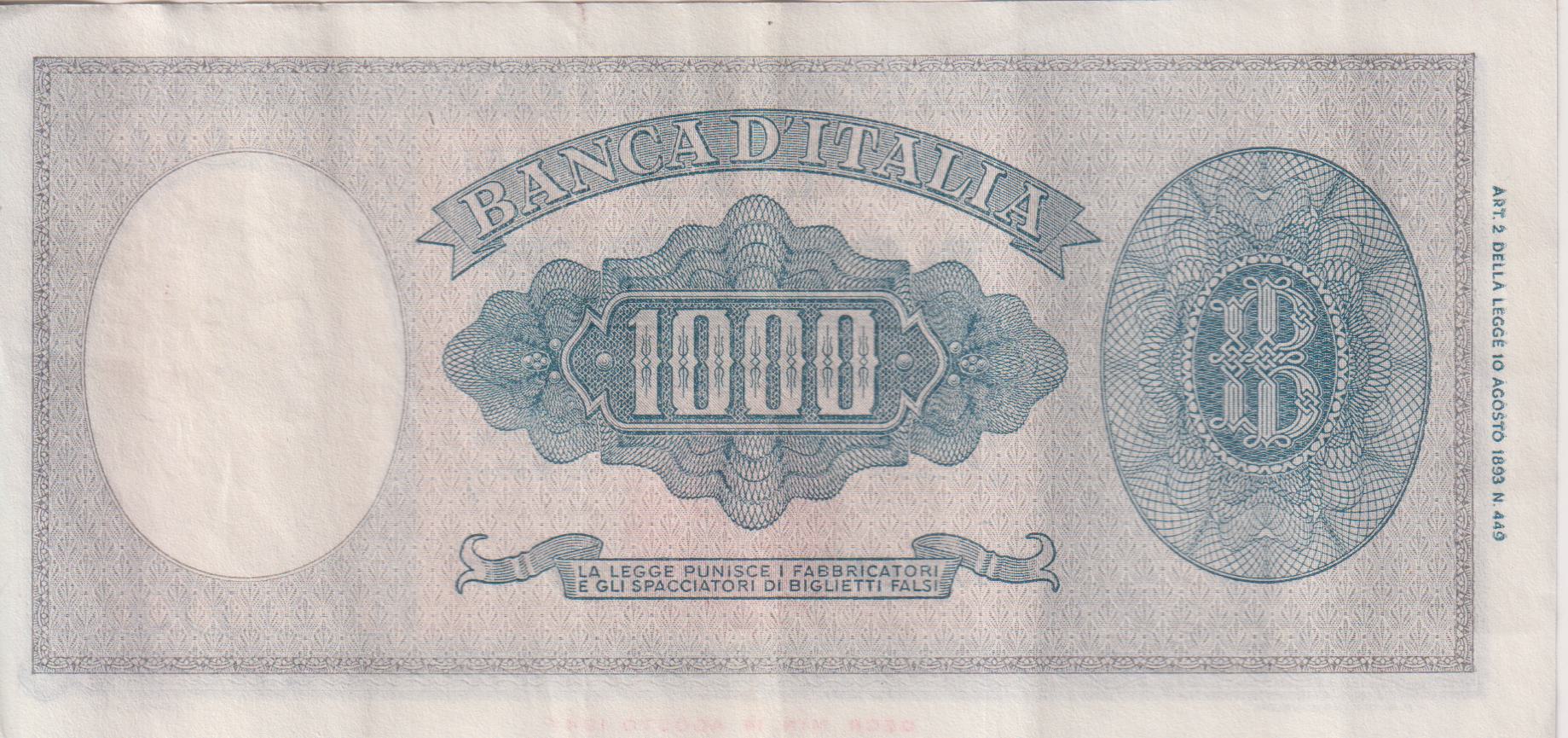 ITALY 1000 Lire 1947-48 P83 VF+ - Image 2