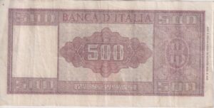 Alternative view of ITALY 500 Lire 1947-61 P80 VF+