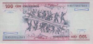 Alternative view of BRAZIL 100 Cruzeiros 1984  P198  UNC