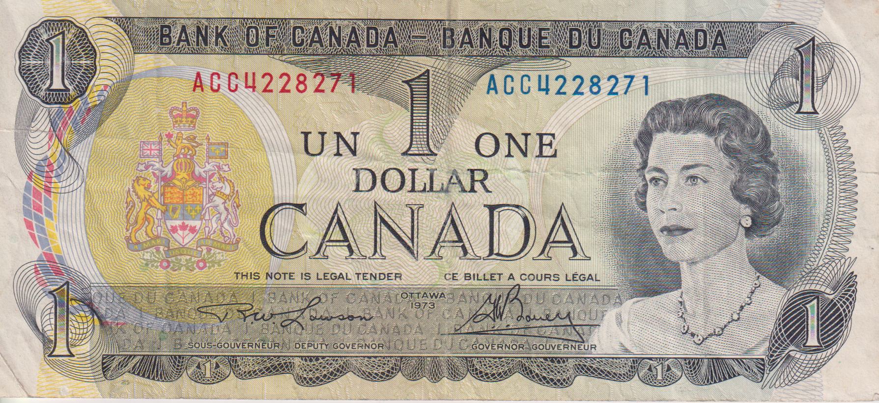 CANADA 1 Dollar 1973 P85 VF
